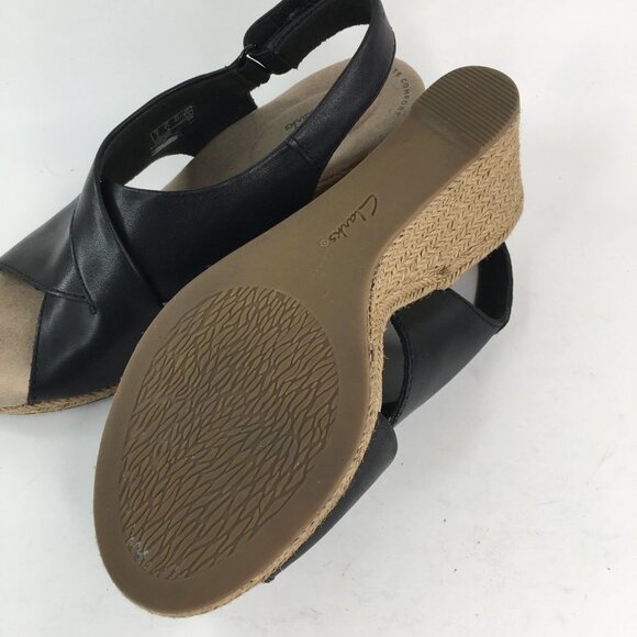 Clarks Collection Espadrilles Wedge Black Sandals Size 6.5M - Picture 8 of 8